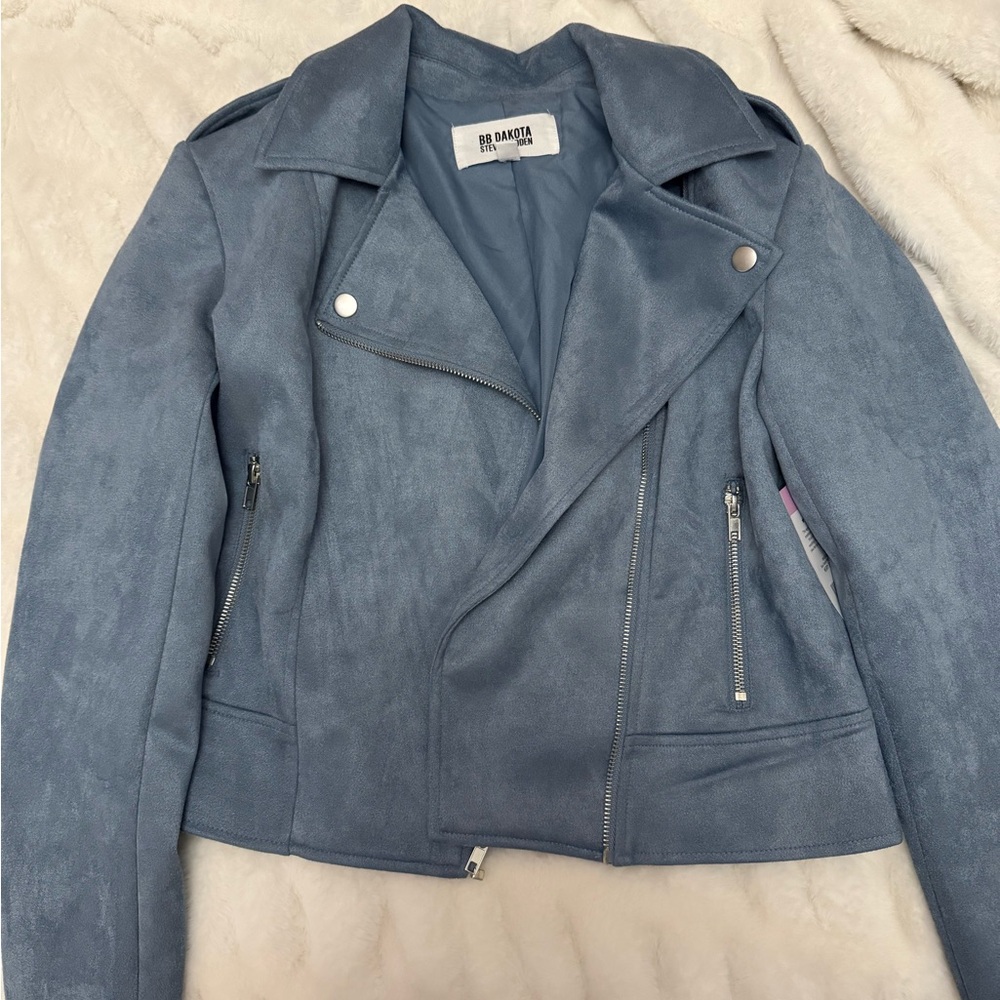 Brand new BB Dakota Steve Madden blue suede jacket, small